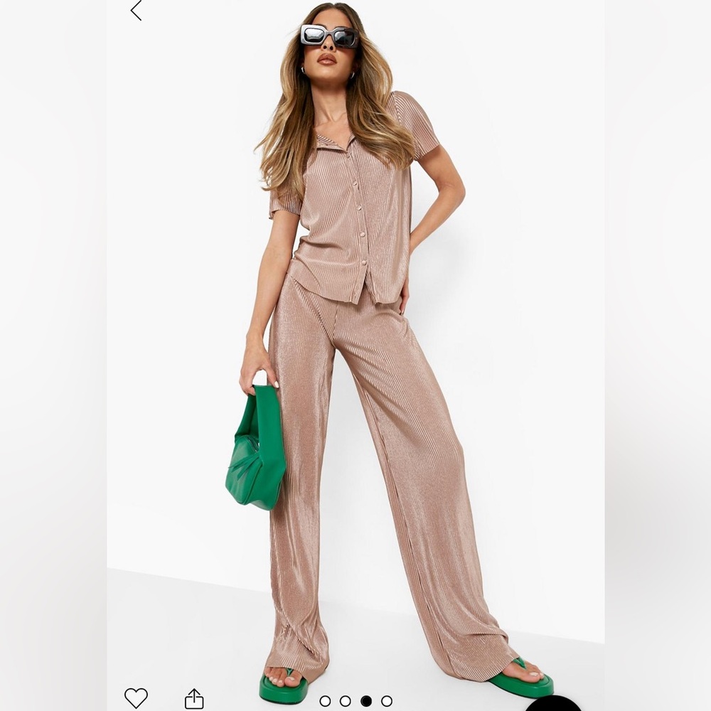 PREMIUM PLISSE SHIRT & WIDE LEG PANTS